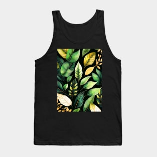 Watercolor colors green leaves pattern Tank Top